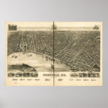 Evansville Indiana 1888 Antique Panoramic Map posters