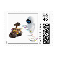 Eve and Wall*E with Christmas Lights Disney stamp