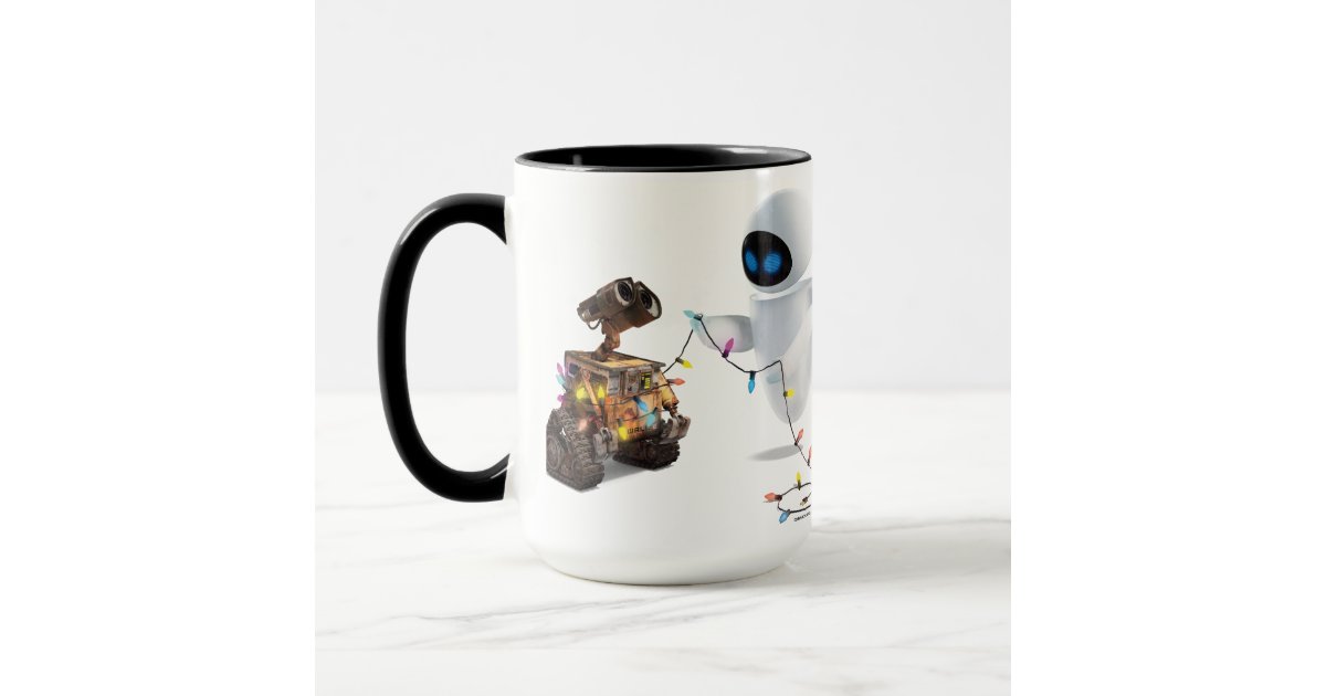 Eve and WALL-E with Christmas Lights Ringer Mug Zazzle
