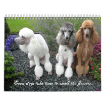 Even dogs take time to smell the flowers. wall calendar