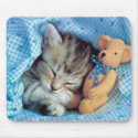Even Kittens Love Teddybears mousepads by maryannsjeep Even Kittens Love Teddybears mousepads