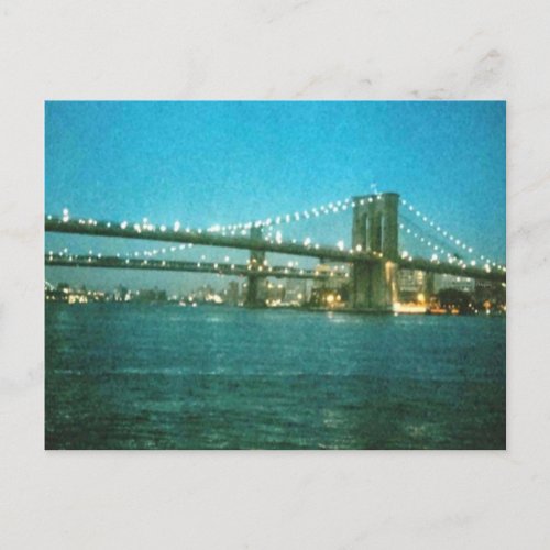 Evening at the Brooklyn Bridge postcard