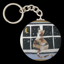 Evening glance by a cat keychains