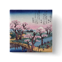 Evening Glow at Koganei Bridge, Ando Hiroshige Pinback Button
