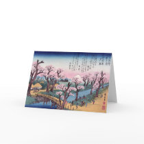 Evening Glow at Koganei Bridge, Ando Hiroshige Greeting Card
