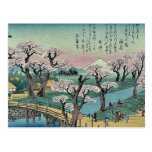 Evening glow at Koganei Bridge by Ando, Hiroshige Postcard