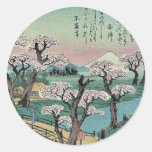 Evening glow at Koganei Bridge by Ando, Hiroshige Round Stickers