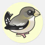 Evening Grosbeak female Round Sticker
