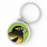 Evening Grosbeak male Premium Round Keychain