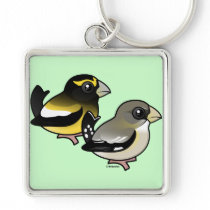 Evening Grosbeak pair Keychain