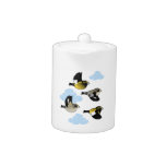 Evening Grosbeaks in flight Tea Pot