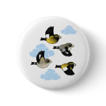 Evening Grosbeaks in flight Round Button