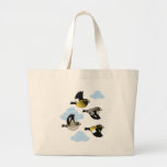Evening Grosbeaks in flight Jumbo Tote Bag