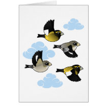 Evening Grosbeaks in Flight Cards