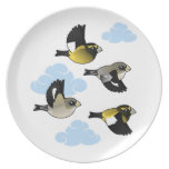 Evening Grosbeaks in flight Plate