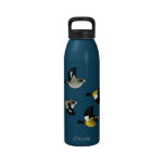 Evening Grosbeaks in flight Water Bottle