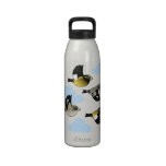 Evening Grosbeaks in flight Water Bottle