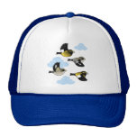 Evening Grosbeaks in flight Trucker Hat