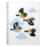 Evening Grosbeaks in flight Notebook