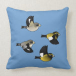 Evening Grosbeaks in flight Throw Pillow