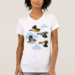 Evening Grosbeaks in flight Women\'s American Apparel Fine Jersey Short Sleeve T-Shirt