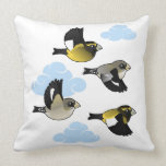 Evening Grosbeaks in flight Throw Pillow