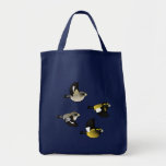 Evening Grosbeaks in flight Grocery Tote