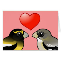 Evening Grosbeaks in Love Card