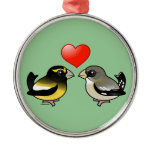 Evening Grosbeaks in love Premium circle Ornament