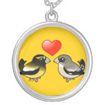 Evening Grosbeaks in love Silver Plated Necklace