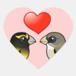 Evening Grosbeaks in love Heart Sticker