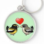 Evening Grosbeaks in love Premium Round Keychain
