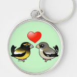 Evening Grosbeaks in love Premium Round Keychain