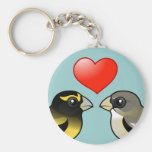 Evening Grosbeaks in love Basic Keychain