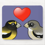Evening Grosbeaks in love Mousepad