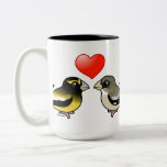 Evening Grosbeaks in love Two-Tone Mug