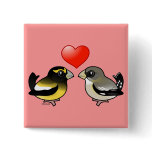 Evening Grosbeaks in love Square Button