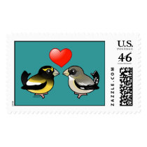 Evening Grosbeaks in Love Postage Stamps