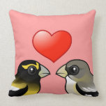 Evening Grosbeaks in love Throw Pillow