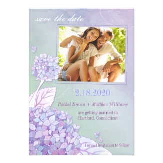 Evening Hydrangeas Floral Photo Save the Date Personalized Announcement