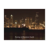 Evening in Downtown Seattle Postcard
