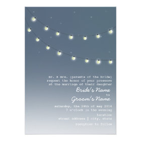 Evening Outdoor Wedding - String Of Lights Personalized Invitations