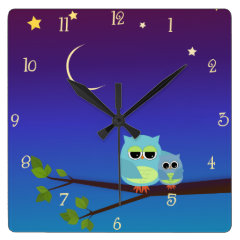 Evening Owls Wall Clock