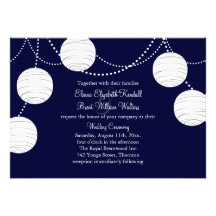 Evening Party Lanterns Wedding Invitation (navy)