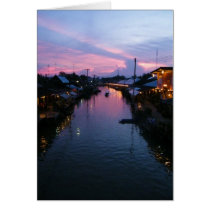 Evening Reflections At Amphawa, Thailand cards