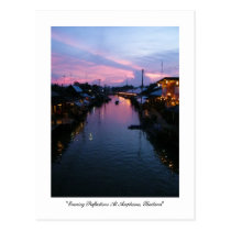 Evening Reflections At Amphawa, Thailand postcards