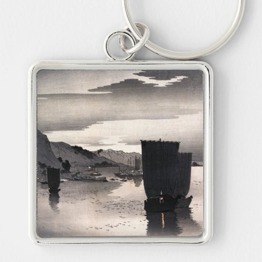 Evening sailboats, Ohara Koson Key Chains