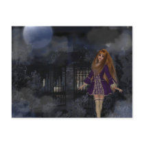 Evening Stroll Gothic Fantasy Redhead Girl postcards by mrssocolov4 Evening Stroll Gothic Fantasy Redhead Girl postcards
