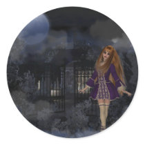 Evening Stroll Gothic Fantasy Redhead Girl stickers
