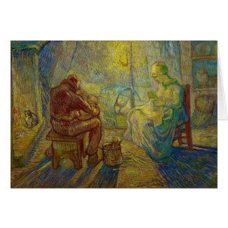 Evening - The Watch by Vincent Van Gogh Card
